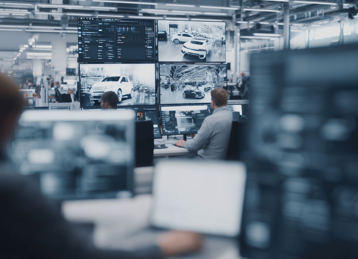 Busy automotive software development office, Software-defined vehicle platform | DXC Technology